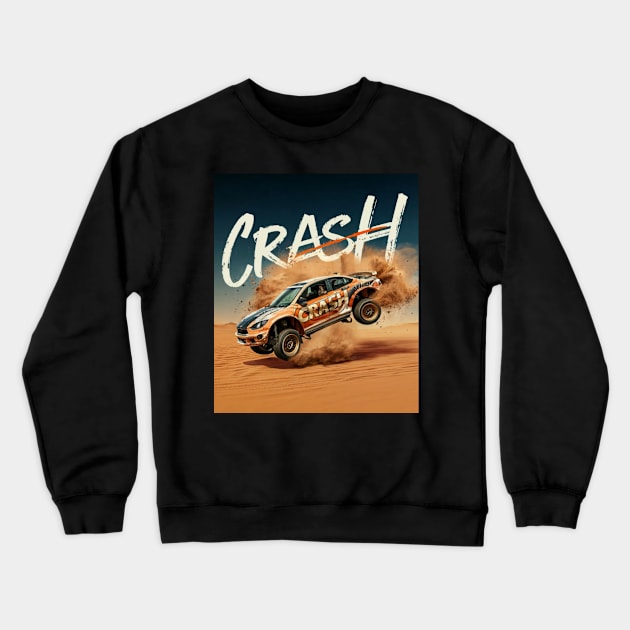 Car Crash Racing Stunt Crewneck Sweatshirt by Abeer Ahmad